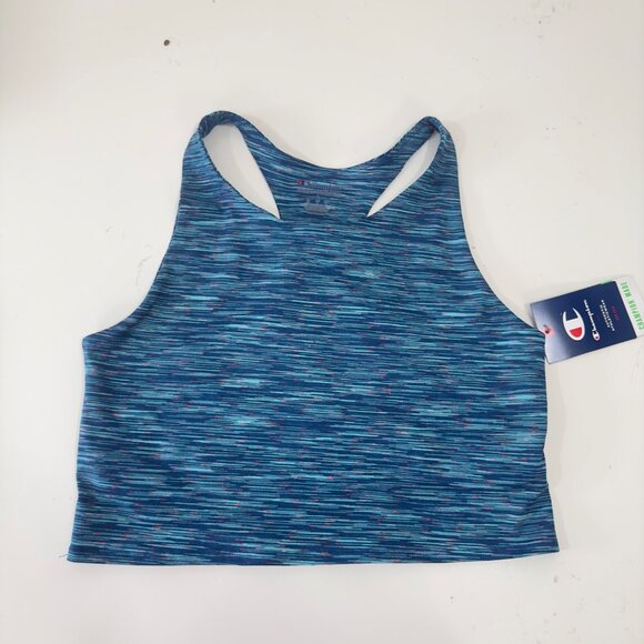 Champion Womens Authentic Athleisure Racerback Crop Tank Top Blue Multicolor - Picture 14 of 15